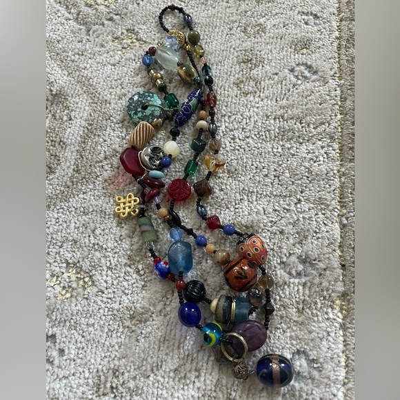 Glass Bead Necklace With Charms - Picture 4 of 8